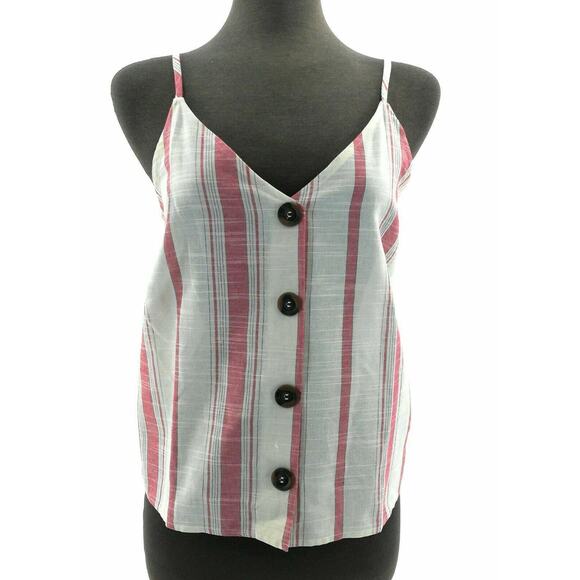 love J Tops - Love J Women's Red & Cream Vertical Striped Spaghetti Strap Crop Top Size XL